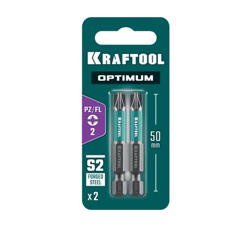 KRAFTOOL OPTIMUM PZ/FL 2, 50 мм, 2 шт, биты (261241-2-50-2)