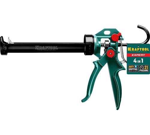 KRAFTOOL EXPERT 4-in-1 310 мл, антикапельная система, регулировка силы давления, усиленный скелетный поворотный пистолет для герметика (06675)