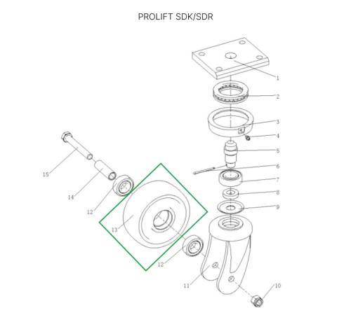 Опорное колесо для штабелеров SDR1536/1545S/1645/1656/2036/2045, SDK