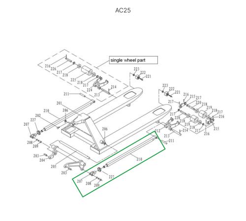 Подвильная тяга для гидравлических тележек AC25 2000 мм