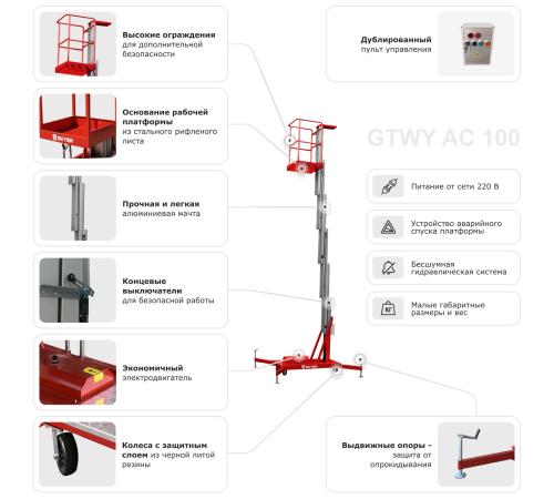 Одномачтовый подъемник SKYER GTWY8-100