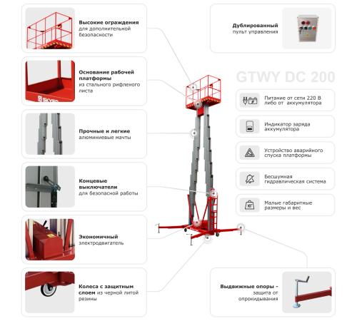 Двухмачтовый подъемник SKYER GTWY10-200 AC/DC