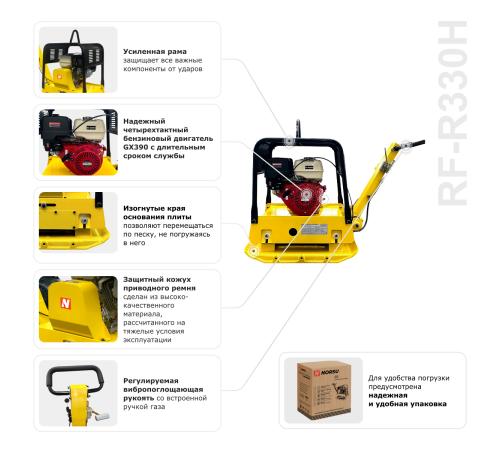 Виброплита бензиновая реверсивная NORSU RF-R330H
