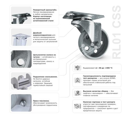 Колесо термостойкое RONEL RL01 CSS 100