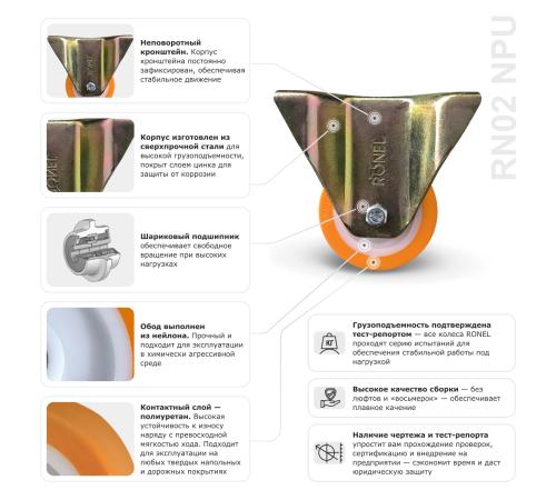 Колесо большегрузное полиуретановое RONEL RN02 NPU 200