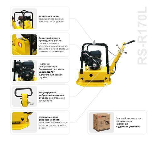 Виброплита бензиновая реверсивная NORSU RS-R170L