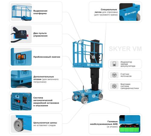 Вертикальный самоходный телескопический подъемник SKYER VM 0823